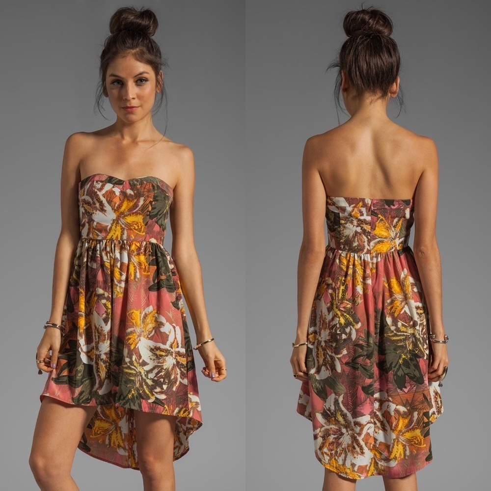 BB Dakota Stillman Orchid‎ Printed Strapless Dress